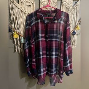 LANE BRYANT sheer flannel blouse